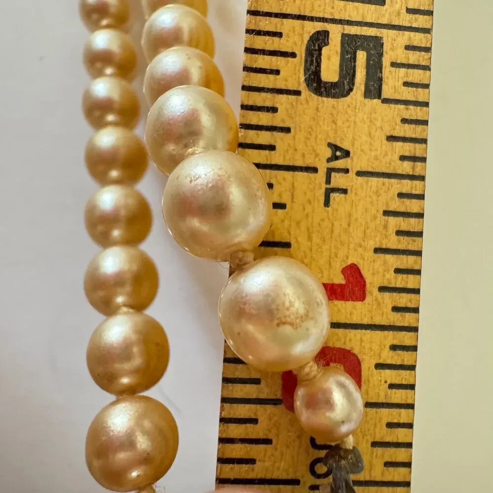 3 Vintage Faux Pearls and Gold Toned Bead Necklace and Two Bracelets 1950’s